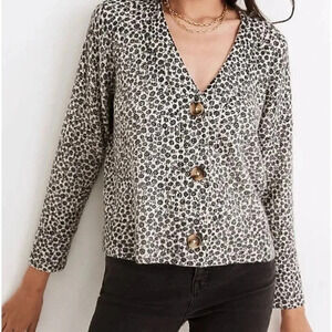 Madewell Wool Sweater Women’s Small Vintage Ditsy Cameron Ribbed Cardigan